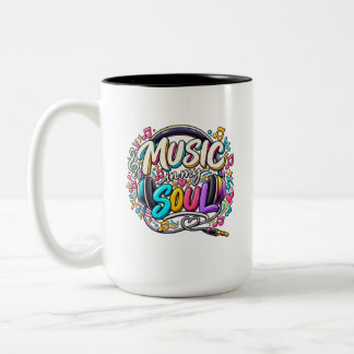 Tasse 2 Couleurs Musique dans mon âme – Casque Rétro Coloré