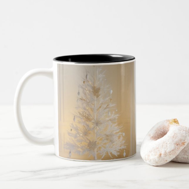 Tasse 2 Couleurs Musique d'arbre de Noël rustique (Avec donut)