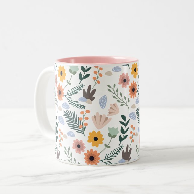 Tasse 2 Couleurs Musique de Fleur de la marmite (Devant gauche)