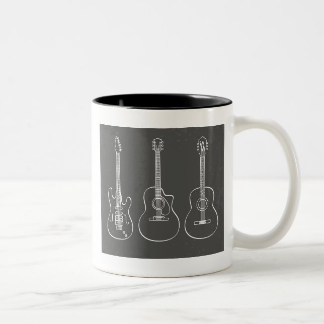 Tasse 2 Couleurs Musique de groupe trio de guitare (Droit)