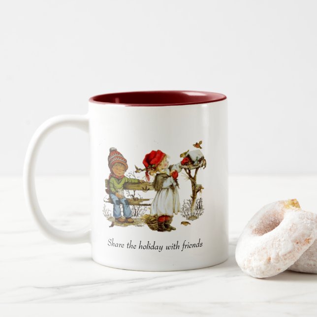 Tasse 2 Couleurs Musique de Noël/hiver (Avec donut)
