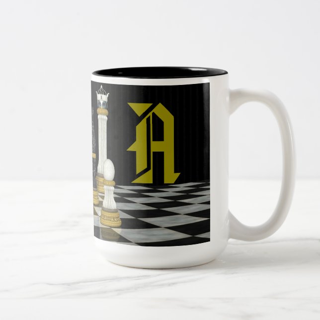 Tasse 2 Couleurs Musique du joueur d'échecs Monogram (Droit)