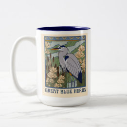 Tasse 2 Couleurs Musique Grand Héron Bleu Art Nouveau