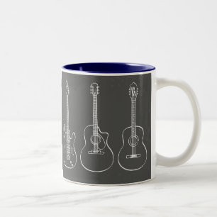 Tasse 2 Couleurs Musique grunge de trio de guitare rétro