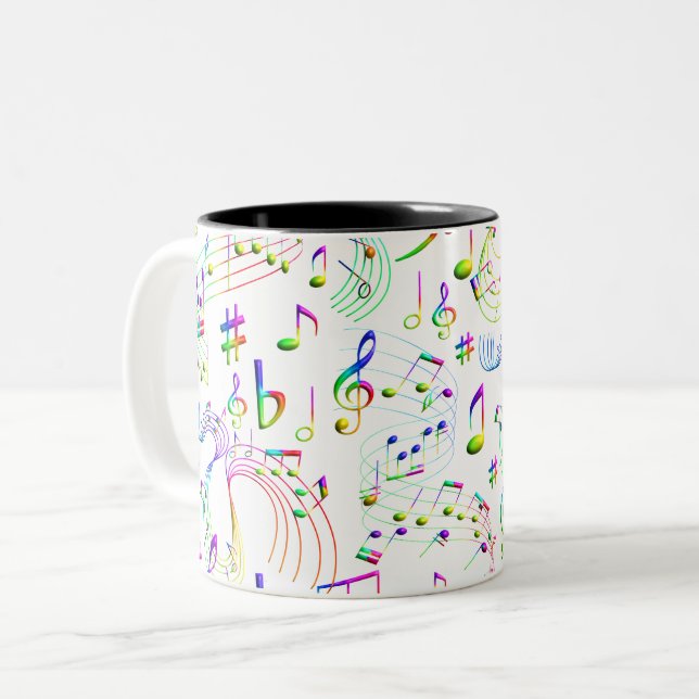 Tasse 2 Couleurs Musique Notes musicales (Devant gauche)