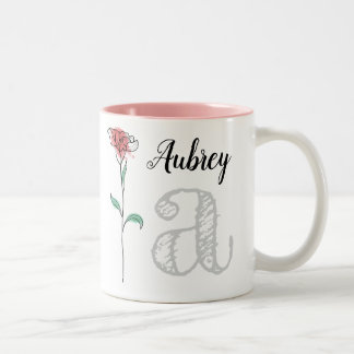Tasse 2 Couleurs Musique personnalisée avec nom, initiale, rose