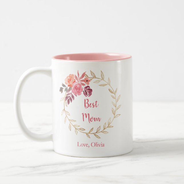 Tasse 2 Couleurs Musique personnalisée "Meilleure maman" avec détai (Gauche)