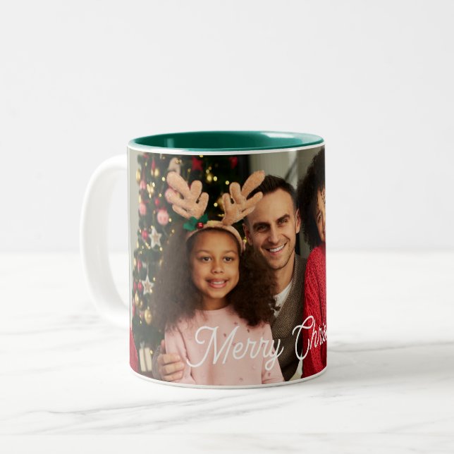 Tasse 2 Couleurs Musique photo de Noël personnalisée (Devant gauche)