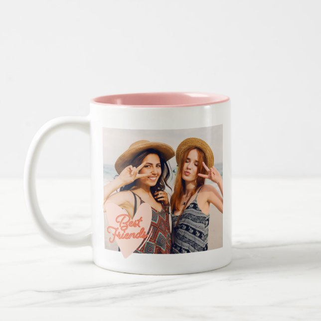 Tasse 2 Couleurs Musique photo personnalisée du meilleur ami (Gauche)