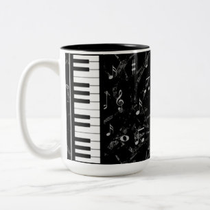 Tasse 2 Couleurs Musique piano noir et blanc Musique 2