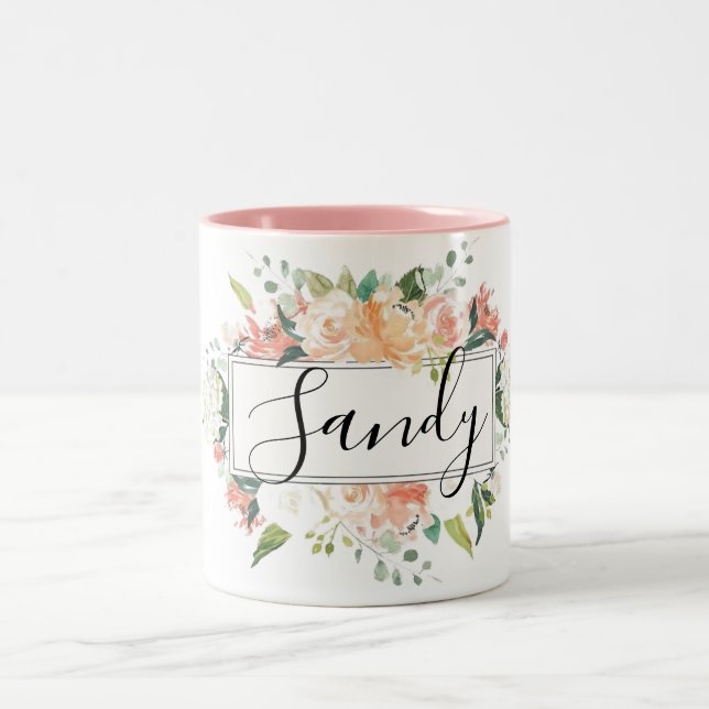 Tasse 2 Couleurs Musique rose florale (Centre)