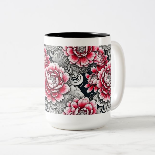 Tasse 2 Couleurs Musique rose Roses (Devant droit)