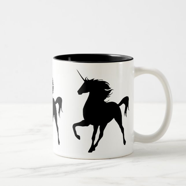 Tasse 2 Couleurs Musique Silhouette Unicorne Noire (Droit)