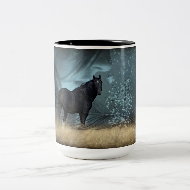 Tasse 2 Couleurs Mustang Stallion noir sauvage et boisson nuageuseM (Centre)