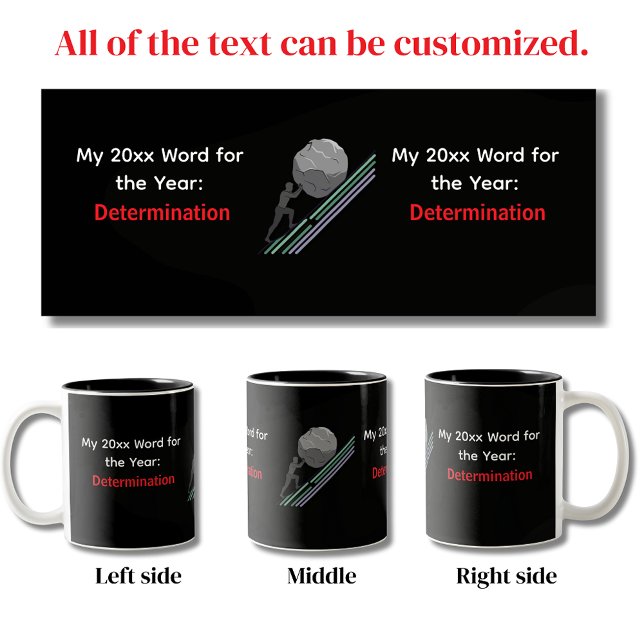 Tasse 2 Couleurs My 20xx Word Of The Year: Determination (Word of Year Determination Sisyphus Mug)