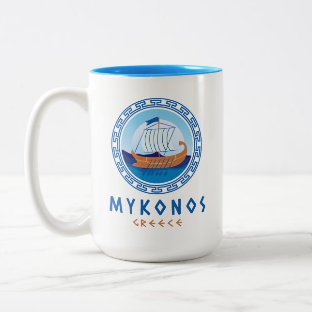 Tasse 2 Couleurs Mykonos, Grèce Conception de navires grecs (Gauche)