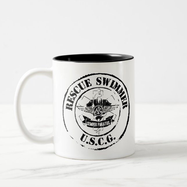 Tasse 2 Couleurs Nageur de délivrance (grunge) (Gauche)