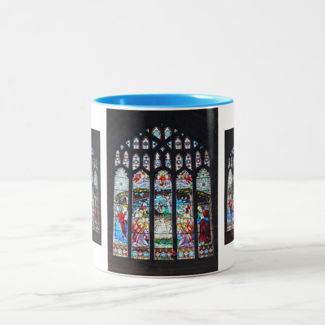 Tasse 2 Couleurs Nativité sur une fenêtre en verre teinté (Centre)
