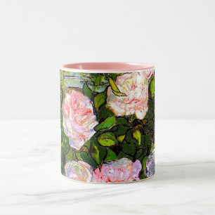 Tasse 2 Couleurs Nature morte de Van Gogh avec des roses roses