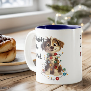 Tasse 2 Couleurs Naughty Puppy Père Noël Checklist Blue