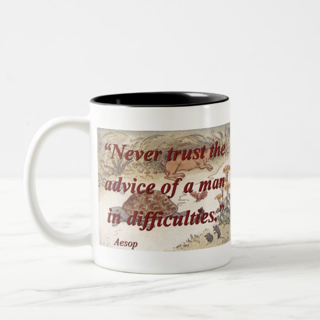 Tasse 2 Couleurs Ne jamais faire confiance aux conseils - Aesop (Gauche)