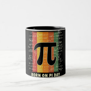 Tasse 2 Couleurs Né le jour Pi Math rétro