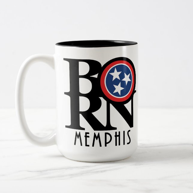 Tasse 2 Couleurs NÉ Memphis Tennessee 15oz (Gauche)