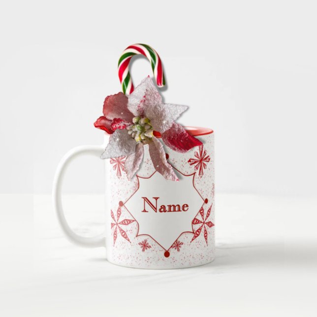 Tasse 2 Couleurs Neige rouge sur toile blanche muqueuse (Créateur téléchargé)