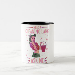 Tasse 2 Couleurs Nettoyage Lady Ménagère Ménagère Entretien Net