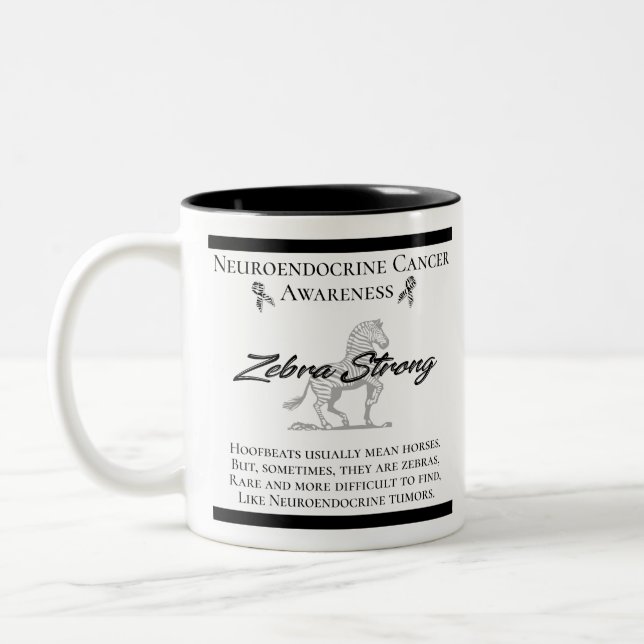 Tasse 2 Couleurs Neuroendocrine Cancer Sensibilisation Zebra Fort (Gauche)