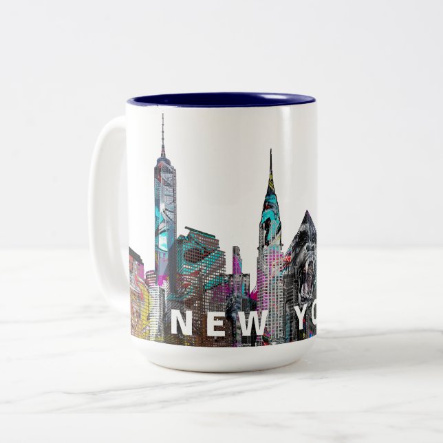 Tasse 2 Couleurs New York City en graffiti (Devant gauche)