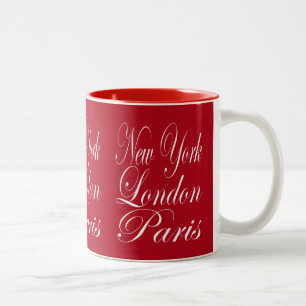 Tasse 2 Couleurs New York Londres Paris - Typographie Slogan