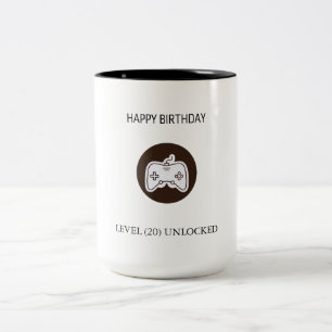 Tasse 2 Couleurs Niveau Amusant Débloqué Anniversaire de Joueur de