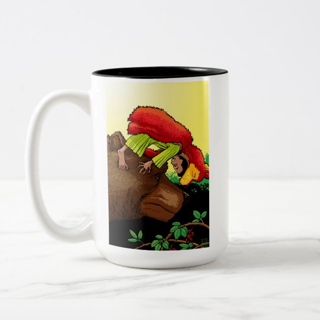 Tasse 2 Couleurs Nizz Grizzly Bear, petit Mighty Red, bonjour ! (Gauche)