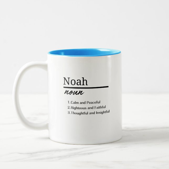 Tasse 2 Couleurs Noah, Garçon Nom Personnalisé Définition (Gauche)