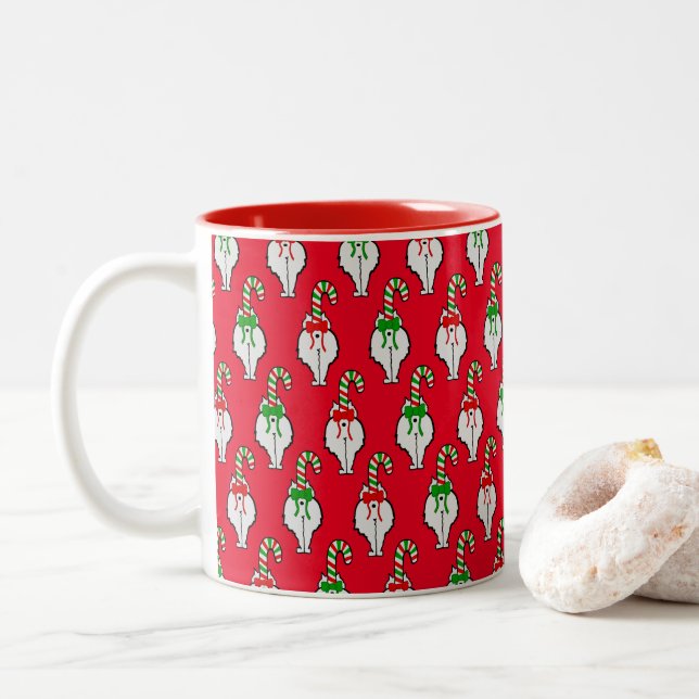 Tasse 2 Couleurs Noël à Cat Butt (Avec donut)