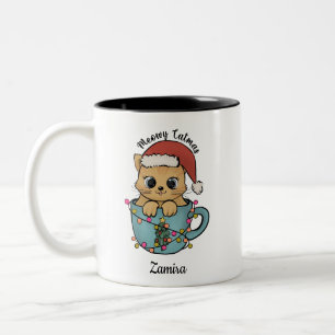 Tasse 2 Couleurs Noël à Père Noël Meowy Meowy