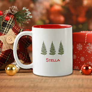 Tasse 2 Couleurs Noël artisanal - Jolie fougère d'arbre de Noël