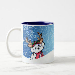 Tasse 2 Couleurs Noël de Bichon Frise Reindeer