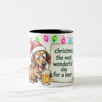 Tasse 2 Couleurs Noël de Dacshund ivre