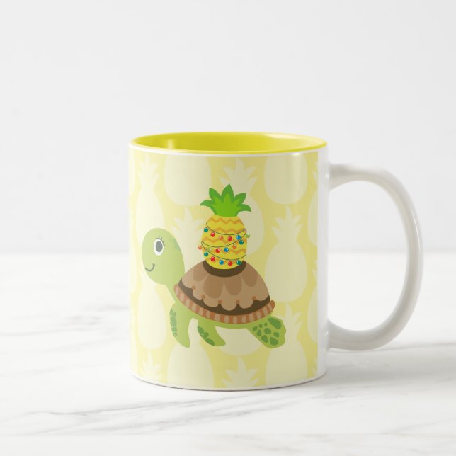 Tasse 2 Couleurs Noël de la jolie tortue de mer (Droit)