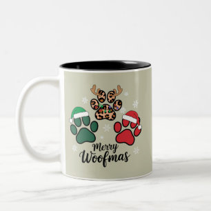 Tasse 2 Couleurs Noël de la maman de chien Joyeux Woofmas Amoureux 