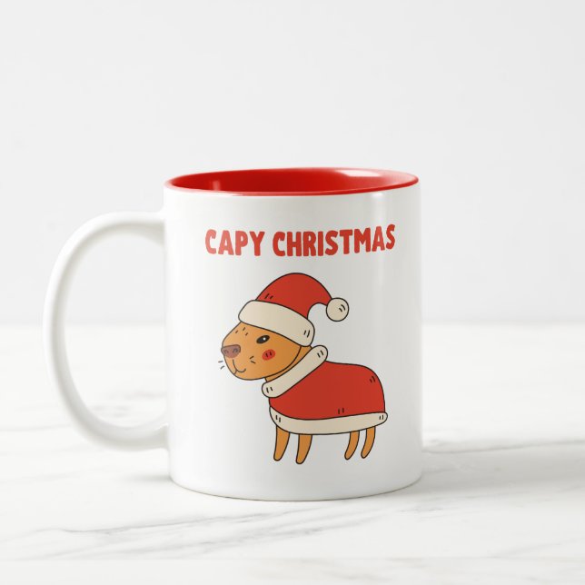 Tasse 2 Couleurs Noël de mignonne Capybara (Gauche)
