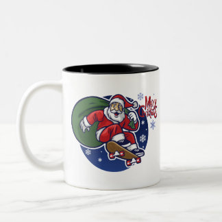Tasse 2 Couleurs Noël de Noël de cool de planche à roulettes de