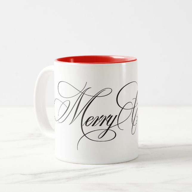 Tasse 2 Couleurs Noël d'élégance À feuillage persistant enchantée (Devant gauche)