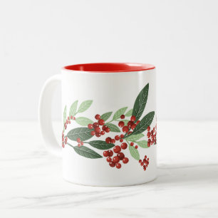 Tasse 2 Couleurs Noël d'élégance À feuillage persistant enchantée