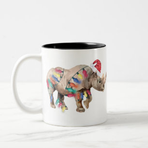 Tasse 2 Couleurs Noël des lumières de Noël des rhinocéros de P