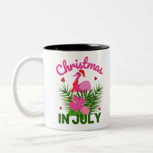 Tasse 2 Couleurs Noël en juillet joli été flamingo