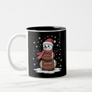 Tasse 2 Couleurs Noël Football américain Snowman Xmas Sport