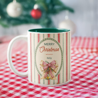 Tasse 2 Couleurs Noël grand millénaire rayures rouges vintage